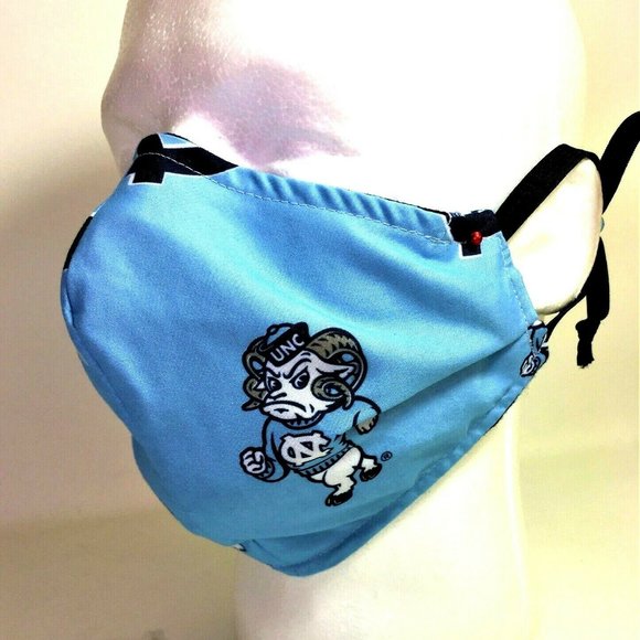 Hand Crafted Accessories - Three Child's  UNC Tar Heels Carolina Face Masks Reverse Plaid